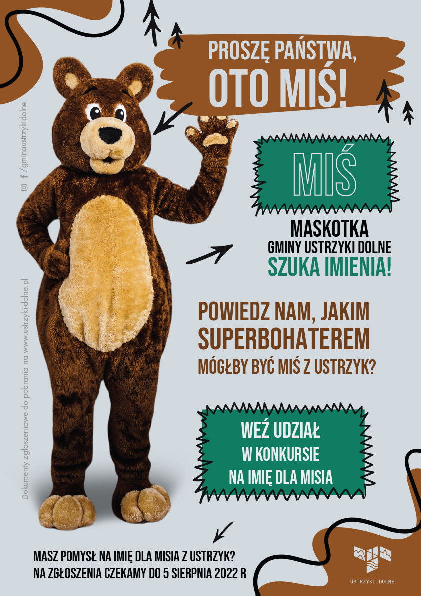 Szukamy imienia dla Misia - maskotki promocyjnej Gminy Ustrzyki Dolne